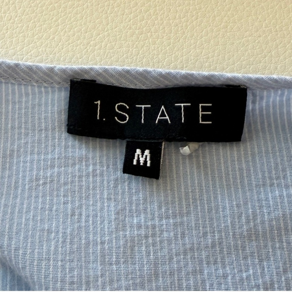 1.State Corset Waist Pinstripe Top Womens‎ Size M Blue White Office Siren - Picture 6 of 8